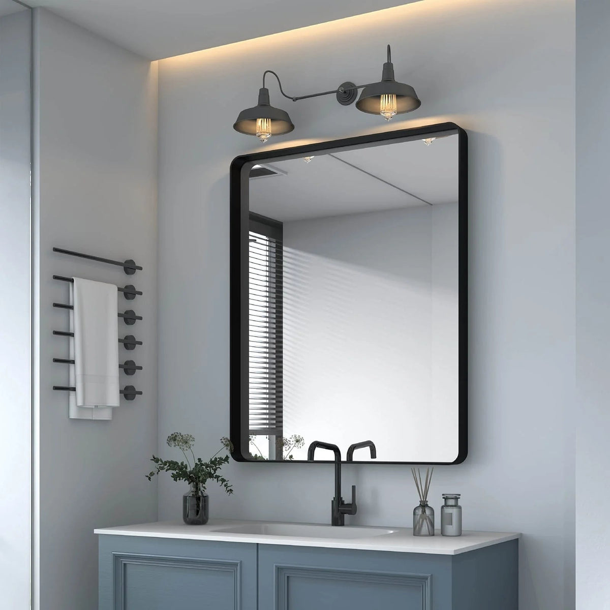 Aluminum Alloy Rounded Corner Wall Vanity Mirror