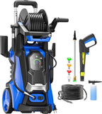 Electric Pressure Washer 5000PSI-Max 3.6GPM 1800 Watt With 4 Nozzles And 500ml Foam Cannon - Blue