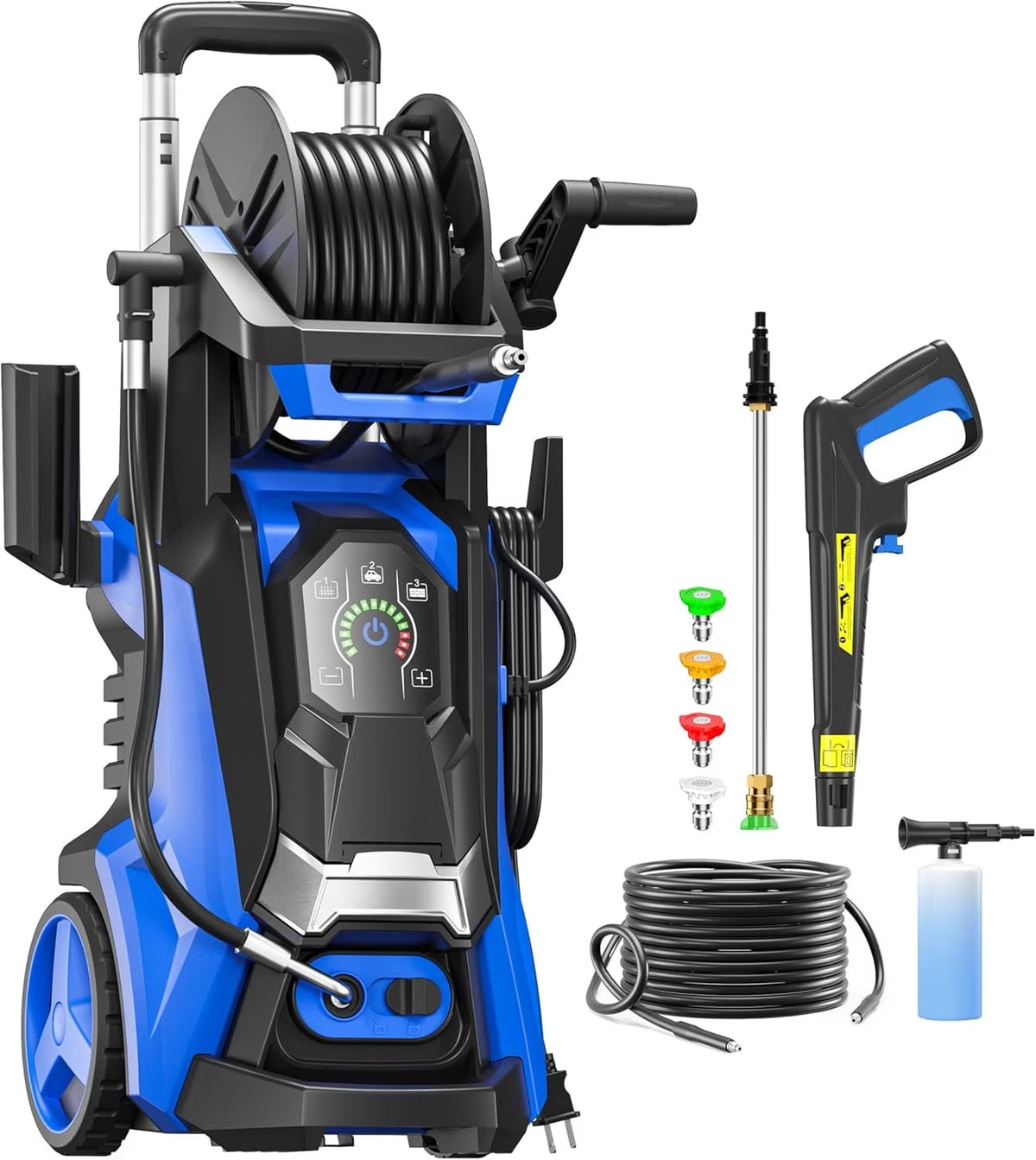 Electric Pressure Washer 5000PSI-Max 3.6GPM 1800 Watt With 4 Nozzles And 500ml Foam Cannon - Blue
