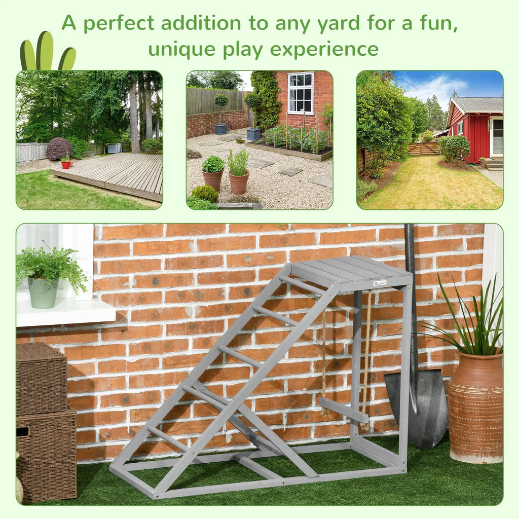 PawHut Chicken Activity Play Center With Swing, Perches And Platform, Pastel Gray - D51-350V00GY