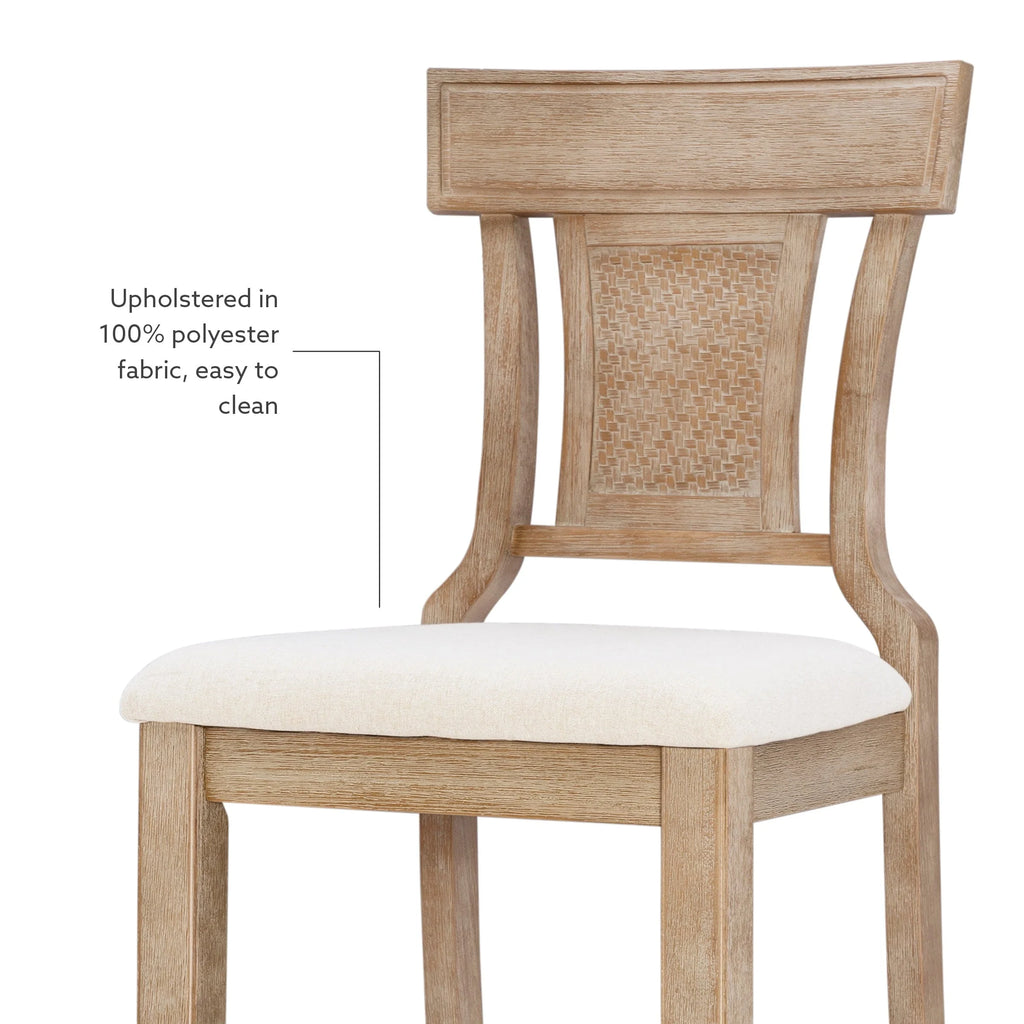 Linon Bar Stool 30 inch Rustic Brown Finish With Beige Fabric - Rylan