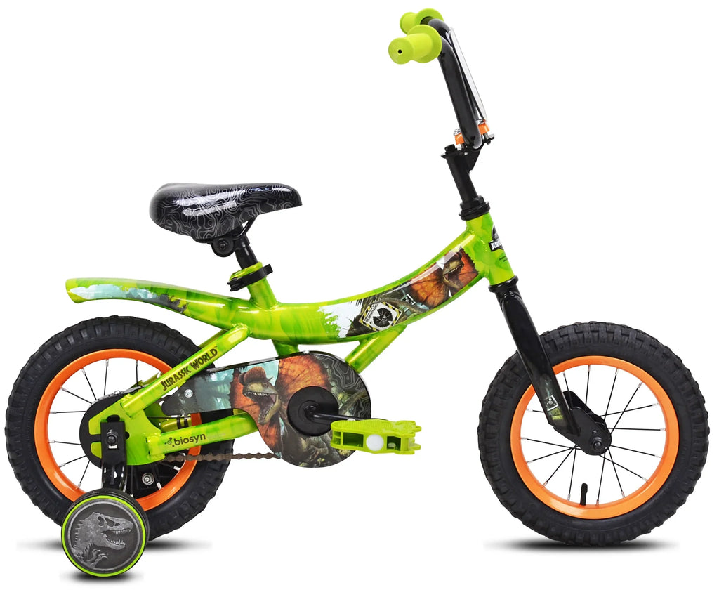 Jurassic World 12-inch Raptor Boys Bicycle With Training Wheels, Green And Orange