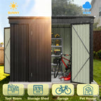 Patiowell Outdoor Metal Storage Shed, 8x4 FT, Black, 3 Lockable Doors