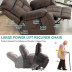 Large Electric Power Lift Recliner With Heat, Massage, Hidden Cup Holder - 40.94W x 38.19D x 42.52H