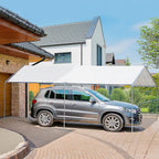 Outsunny Galvanized Steel Carport Canopy 10' x 20', White - 3 Reinforced Steel Cables
