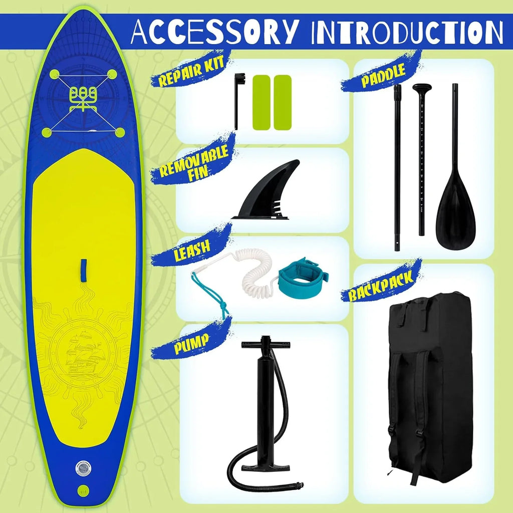 FunWater Inflatable Stand Up Paddle Board, 11 ft x 32 in x 6 in - SUP Paddle Accessories