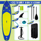 FunWater Inflatable Stand Up Paddle Board, 11 ft x 32 in x 6 in - SUP Paddle Accessories