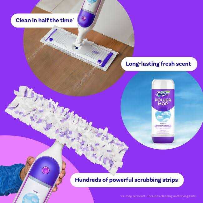 Swiffer PowerMop Starter Kit With 2 Mop Pad Refills And 2 Batteries - PowerMop