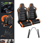 Universal PVC Leather Racing Seats, 2PCS, Black and Orange