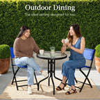 Best Choice Products 3-Piece Patio Bistro Dining Set With Glass Tabletop And Folding Chairs - Gray