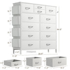 12-Drawer Fabric Dresser With Wood Top And Metal Frame