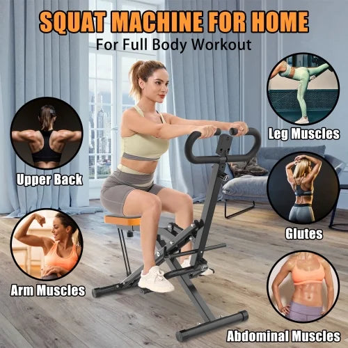 ACE-FIT Foldable Squat Machine With Resistance Bands, 250 LBS, 35.43in L x 22.83in W x 43.70in H