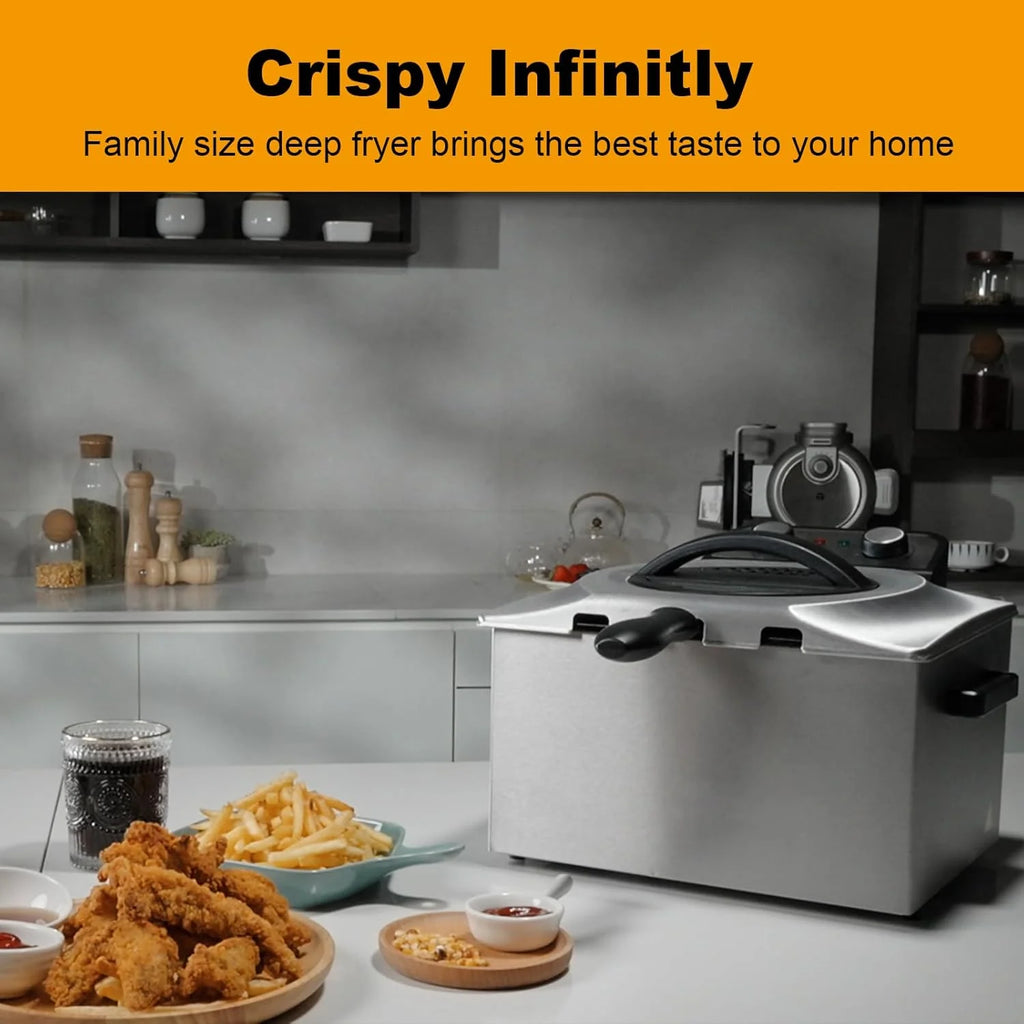 Electric Deep Fryer With Basket, 5.3 Quart, Stainless Steel