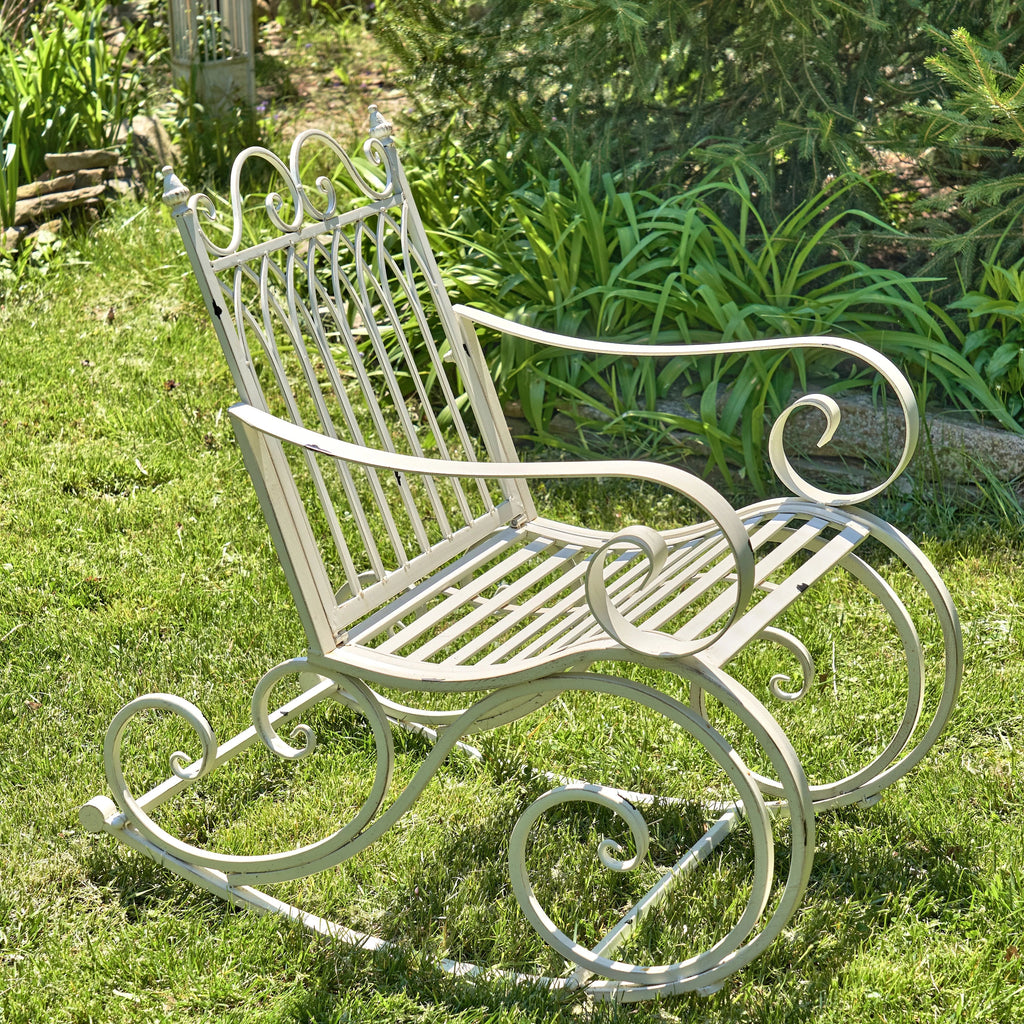 Metal Outdoor Rocking Bench, Bronze, 45 in L x 36 in W x 36 in H