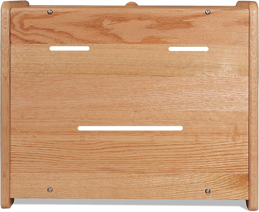 Solid Wood Oak Bread Box, Double Layer, Large Capacity, Clear Window - Nature