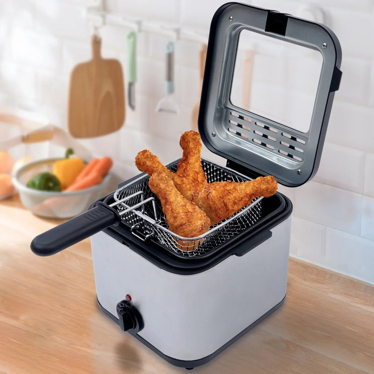1000W 2.5L Deep Fryer With Basket, View Window And Oil Dripping Hook