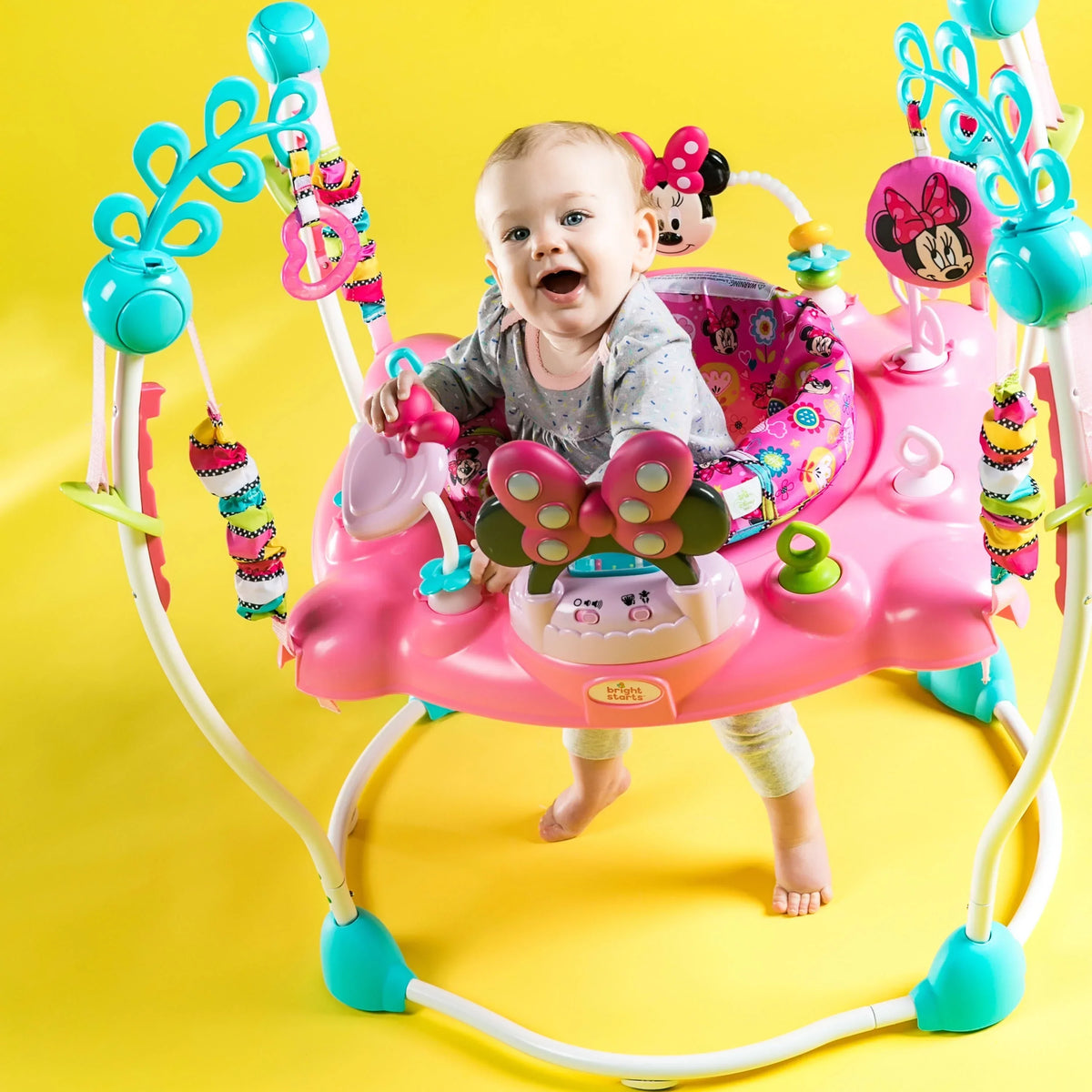 Bright Starts Disney Baby Minnie Mouse PeekABoo Activity Jumper Bouncer With Lights & Music - 10299
