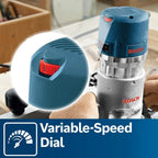12-Amp 2.25 HP Wood Router Combo Kit With Plunge Router, Fixed Base And Variable Speed