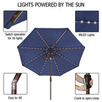 EliteShade 9ft Market Patio Umbrella With 80 LED Lights, Ruby