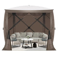 Hoteel Outdoor Pop-Up Gazebo Screen House 6x6ft With 4 Sidewalls And Mosquito Netting - Brown