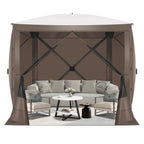 Hoteel Outdoor Pop-Up Gazebo Screen House 6x6ft With 4 Sidewalls And Mosquito Netting - Brown