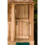 Little Squirt Cedar Wooden Kids Outdoor Playhouse 6 x 6 ft With Dutch Door, 3 Screened Windows And Floor