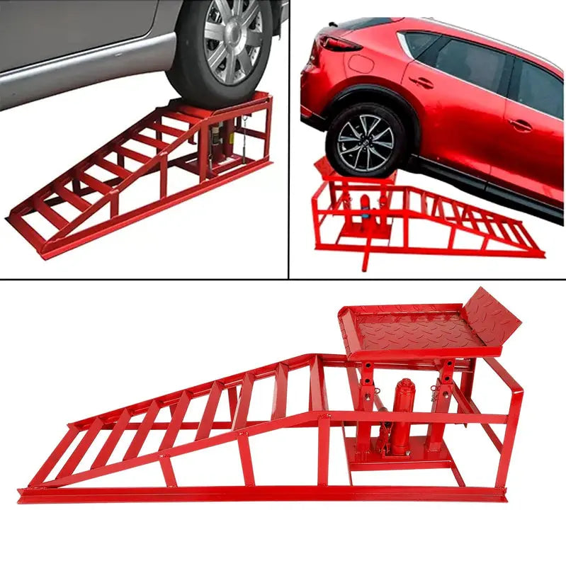 Confote Hydraulic Car Ramps 2PCS, 5-Ton, 10000lbs, Red