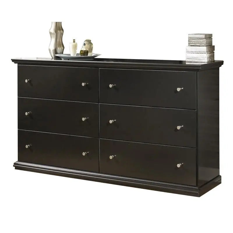 Ashley Furniture 6-Drawer Solid Wood Double Dresser, Matte Black - Maribel