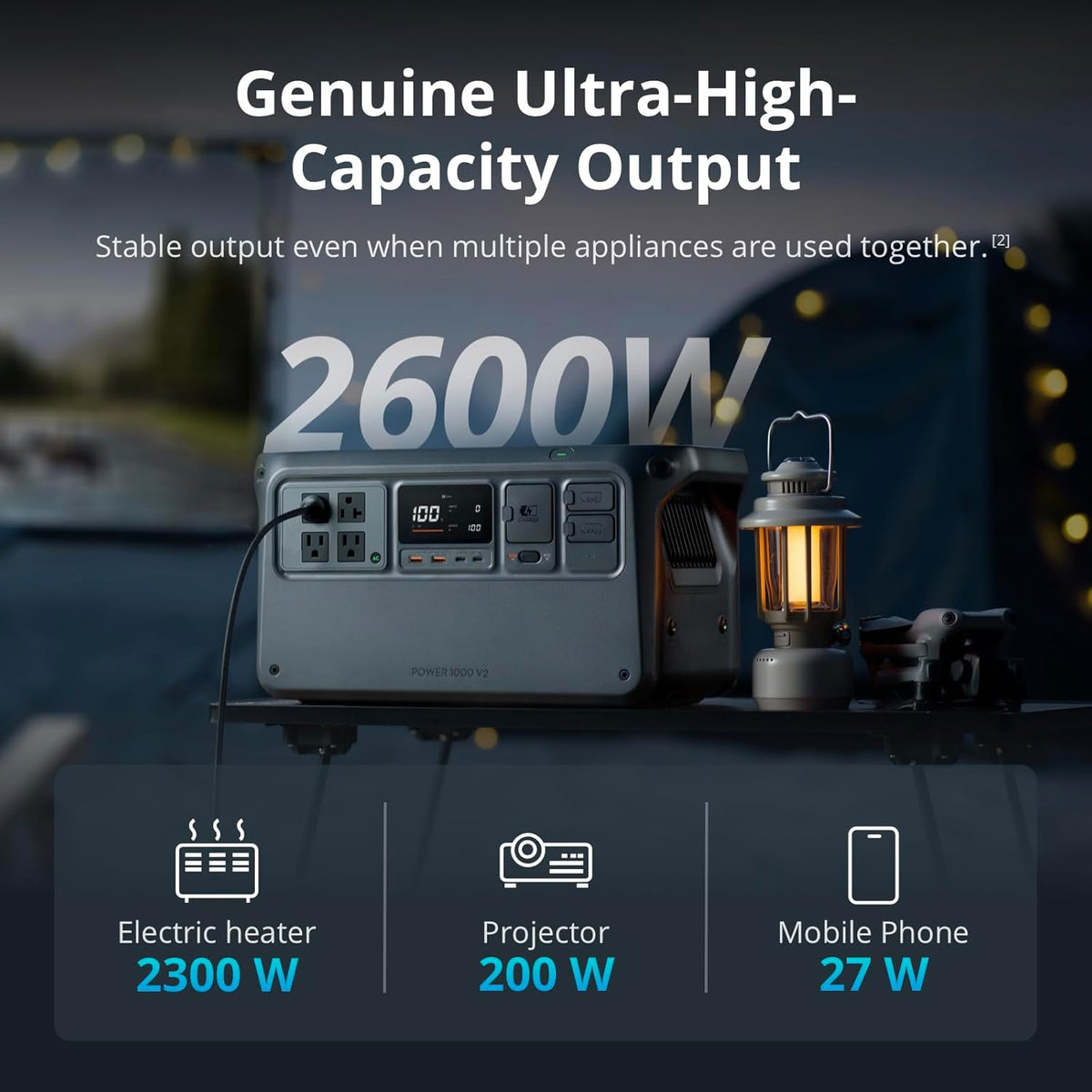 DJI Portable Power Station 1024Wh LFP Battery, 2600W Stable Output - Power 1000 V2