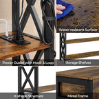 Console Table With Drawer And 3 Tier Storage Shelves