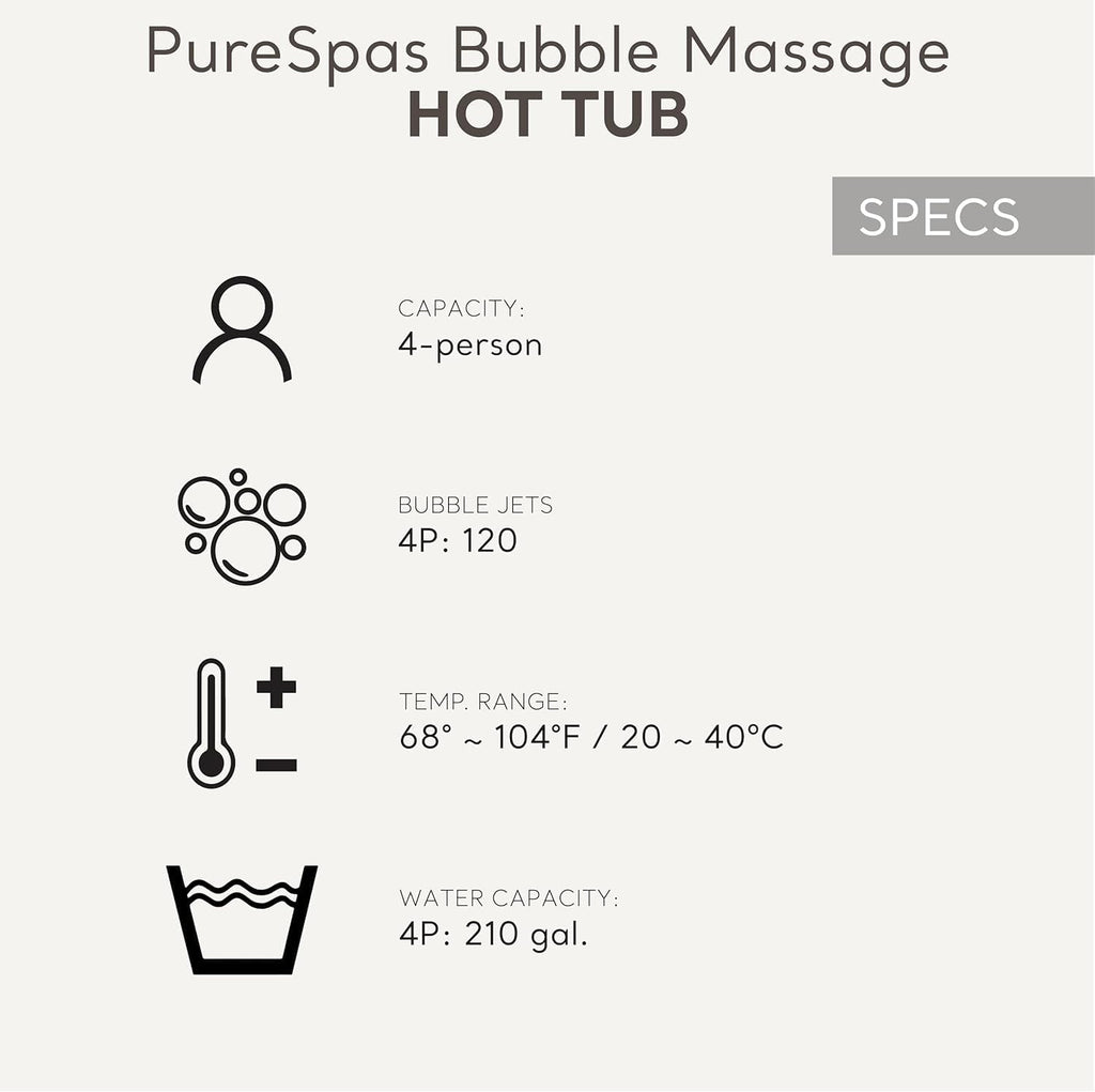INTEX PureSpa Bubble Massage Spa Set, 4 Person, 77in x 28in - 28425EH