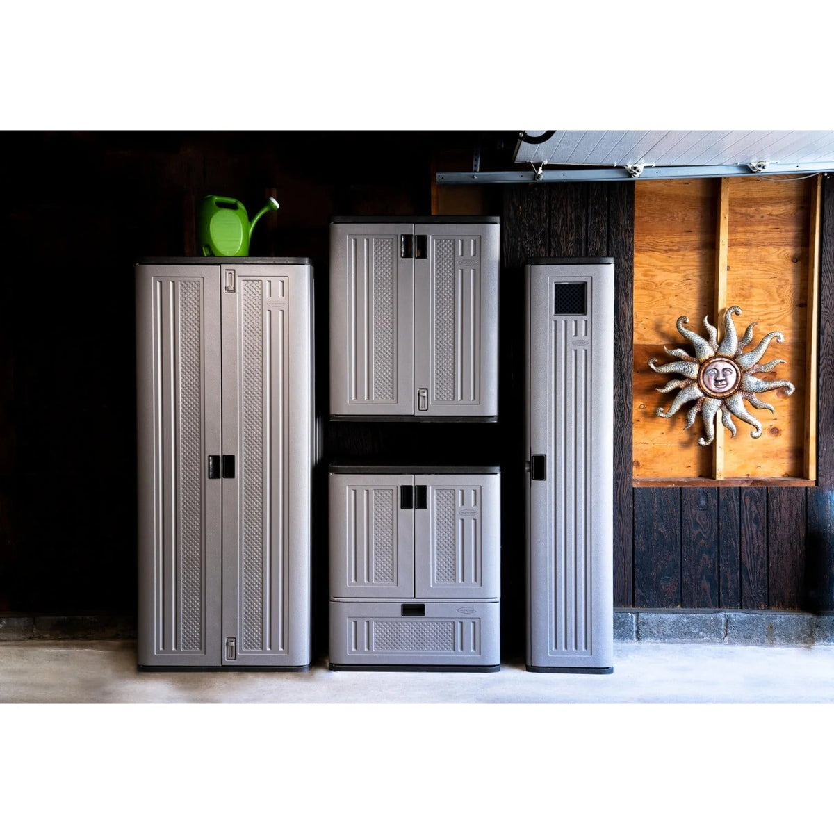 Suncast Single Drawer Resin Base Storage Cabinet - Platinum Metallic