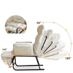 HDUTNGISN Recliner Armchair With Adjustable Backrest, White, 20 x 27.5 x 61.8 in