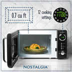 Nostalgia Retro Compact Countertop Microwave Oven 0.7 Cu. Ft. 700-Watts Orange