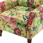 14 Karat Home Wingback Accent Chair, Floral Upholstery, Mustard, 30 x 31 x 32.5 in
