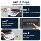 Joy Pebble Countertop Bullet Ice Maker With Handle, 9 Ice Cubes in 6 Mins, 26Lbs/24H