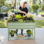 Vego Garden Elevated Raised Garden Bed With Legs And Storage Rack, 2' x 4', Olive Green - V Series