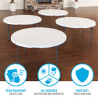 Lifetime 60 Inch Round Commercial Folding Table, Almond - 280435