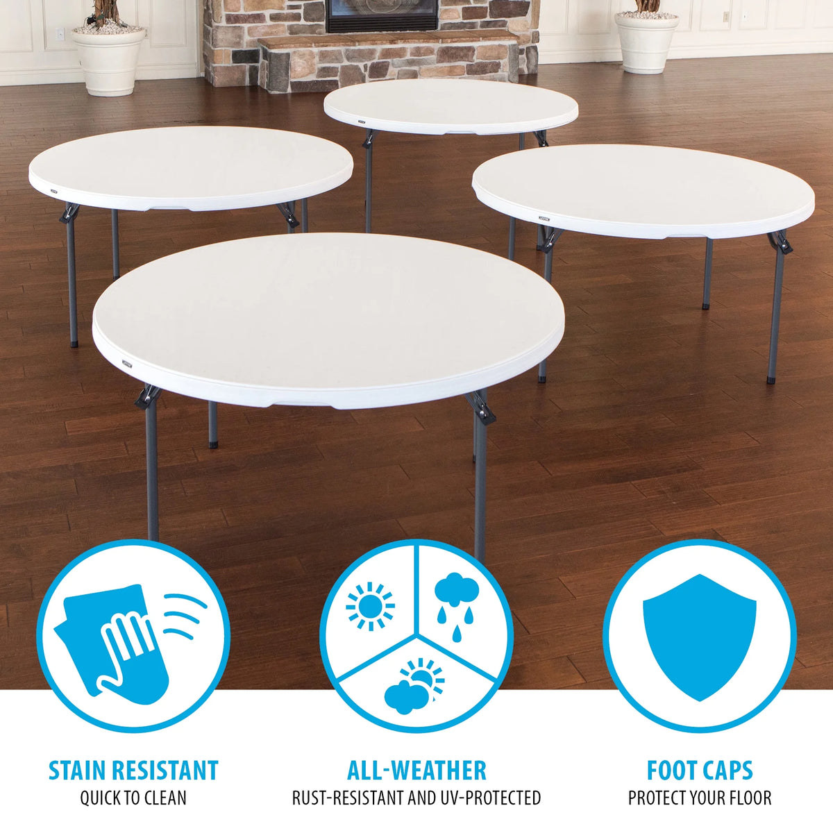 Lifetime 60 Inch Round Commercial Folding Table, Almond - 280435