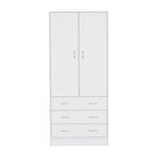 Devali Blue Double-Door Armoire With 3 Drawers And 1 Hanging Rod