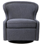 Bailey Street Home Swivel Chair, 32 inch, Dark Charcoal Gray/Antique Brass Finish - 208-Bel-4190615
