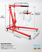 Garvee 2 Ton Hydraulic Folding Shop Crane Engine Hoist With Lever