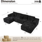 ovios 104in L-Shape Sectional Sofa With Chaise, Grey Plush Corduroy Fabric