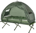 Outsunny Folding Camping Cot Tent Set With Sleeping Bag And Air Mattress, Green, 76in L x 32in W x 41in H - B2-0006