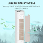HOMCOM 42 inch Portable Evaporative Air Cooler, 3-In-1 Ice Cooling Fan Humidifier, 1.6 Gal Water Tank - White