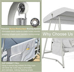 TQKVIPI 4 Person Outdoor Porch Swing Bed With Adjustable Backrest Canopy - 800 lbs Capacity