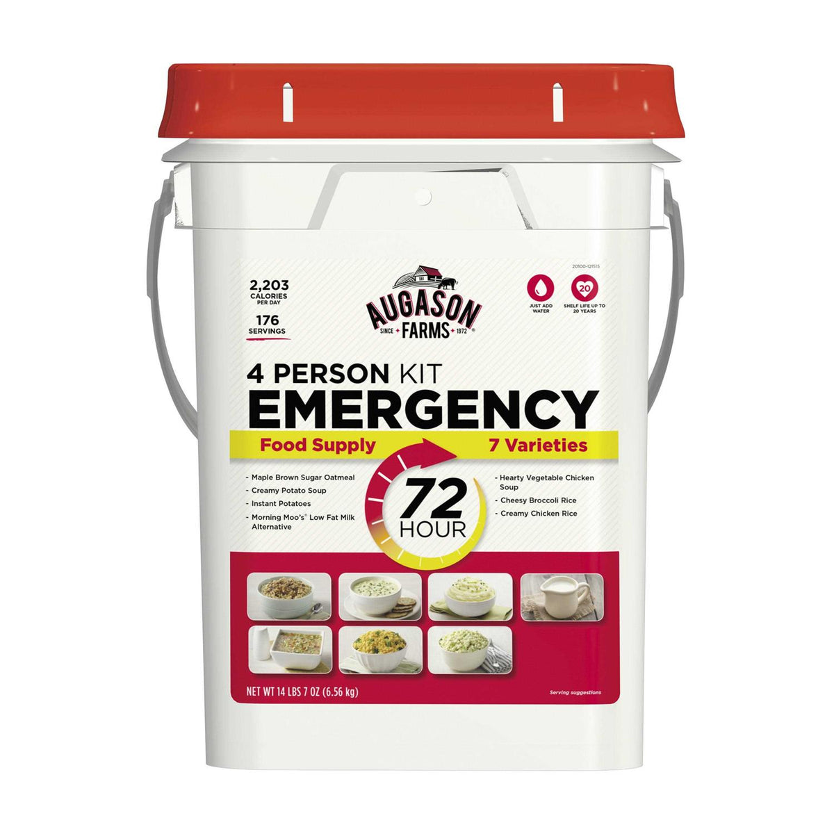 Augason Farms Emergency Food Storage Kit, 72-Hour 4-Person, 4-Gallon, 176 Servings