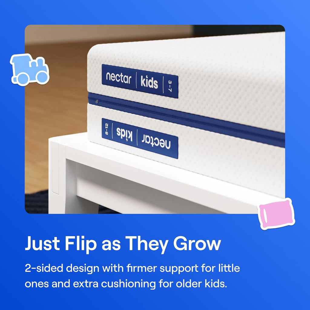 Nectar Kids Twin Mattress 8 in - 2-Sided Memory Foam Design