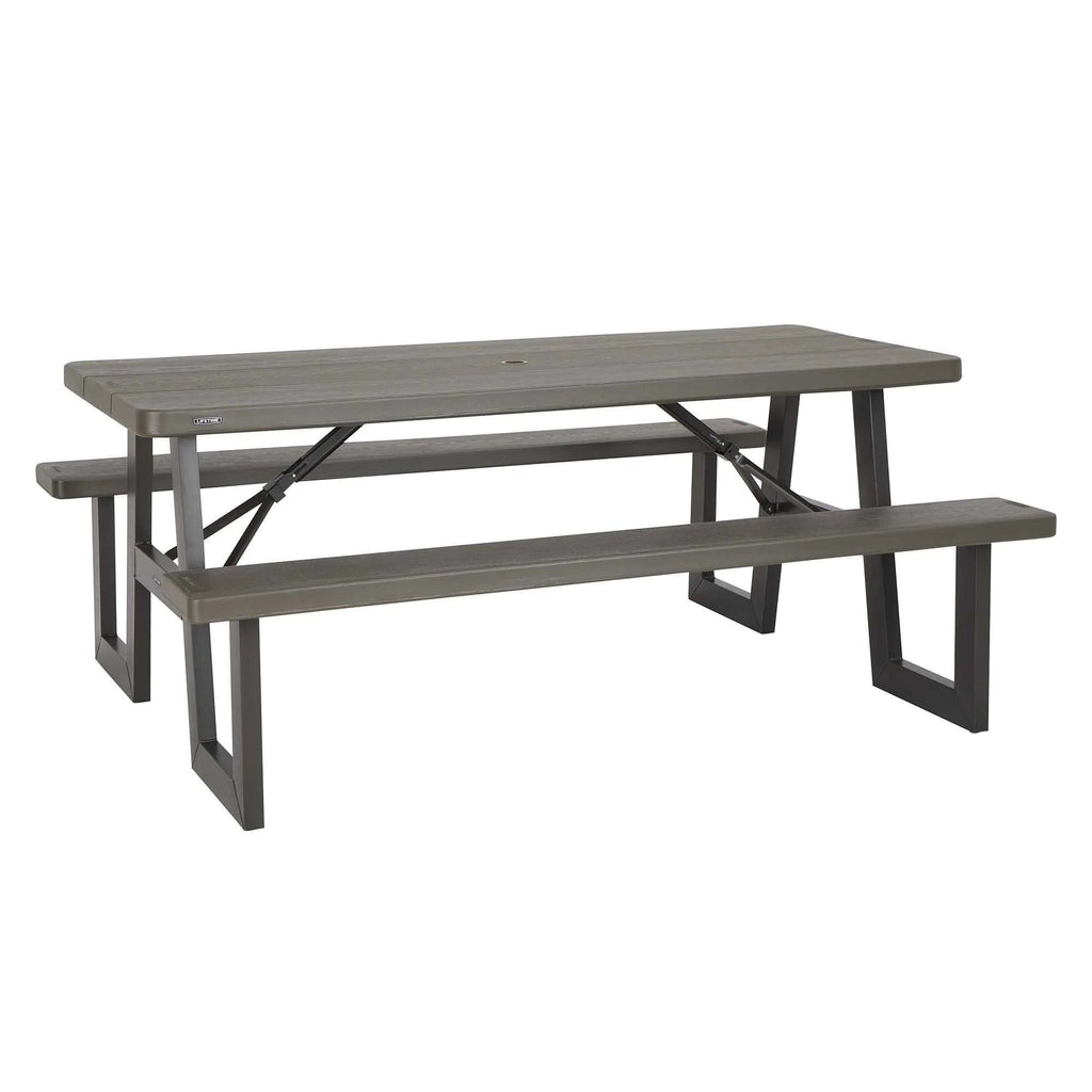 Lifetime 6-Foot W-Frame Folding Picnic Table, Brown - 60233