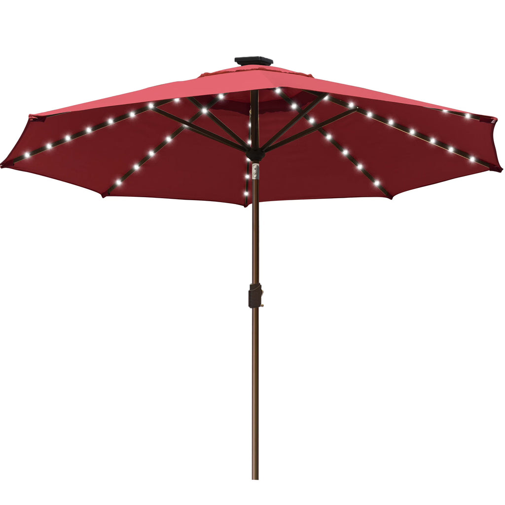 EliteShade 9ft Market Patio Umbrella With 80 LED Lights, Ruby